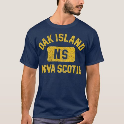 Oak Island NS Gym Style Distressed Amber Print T_Shirt