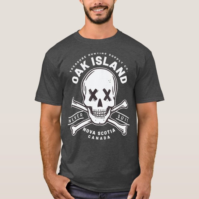 Oak Island Skull Never Quit Templar Treasure T-Shirt (Front)