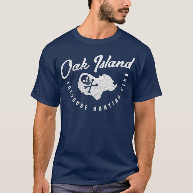 Oak Island Treasure Hunting Club Map Skull and T-Shirt (Front)
