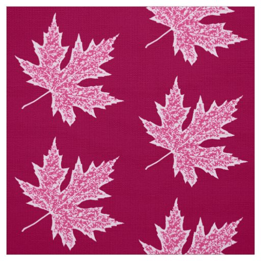 Oak leaf - burgundy wine and pink fabric