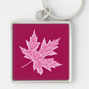 Oak leaf - burgundy wine and pink keychain
