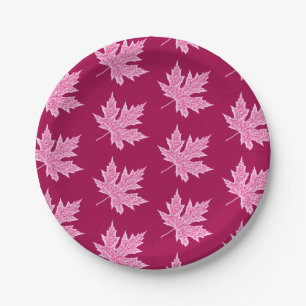 Oak leaf - burgundy wine and pink paper plates