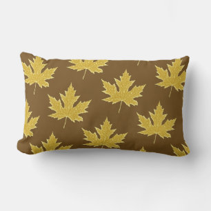 Oak leaf - camel tan and brown lumbar pillow