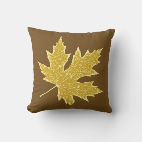 Oak leaf _ camel tan and brown throw pillow