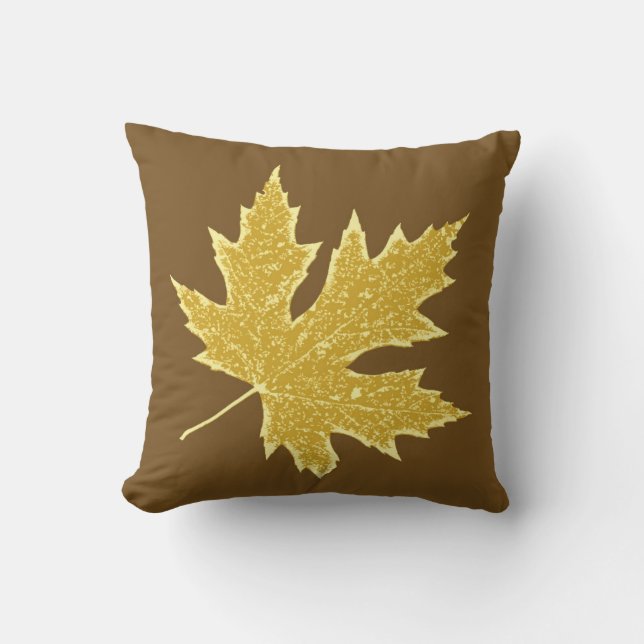Oak leaf - camel tan and brown throw pillow (Front)
