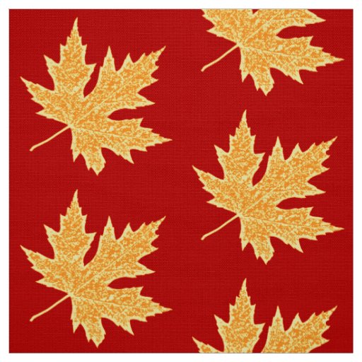 Oak leaf - deep red and saffron fabric