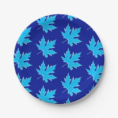 Oak leaf _ ice blue and cobalt paper plates