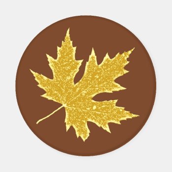 Oak Leaf - Mustard Gold And Brown Coaster Set by Floridity at Zazzle