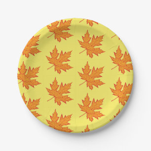 Oak leaf - orange and mustard gold paper plates