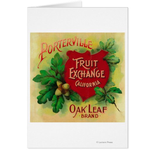 Oak Leaf Orange LabelPorterville, CA Cards (Front)