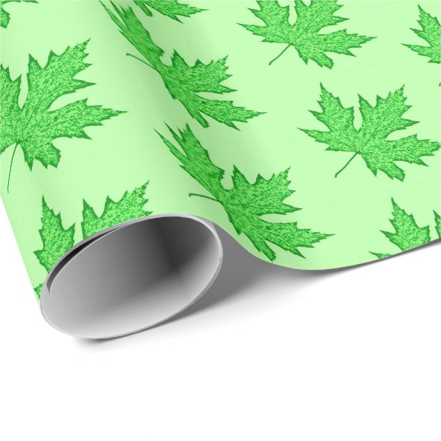 Oak leaf - shades of green wrapping paper (Roll Corner)
