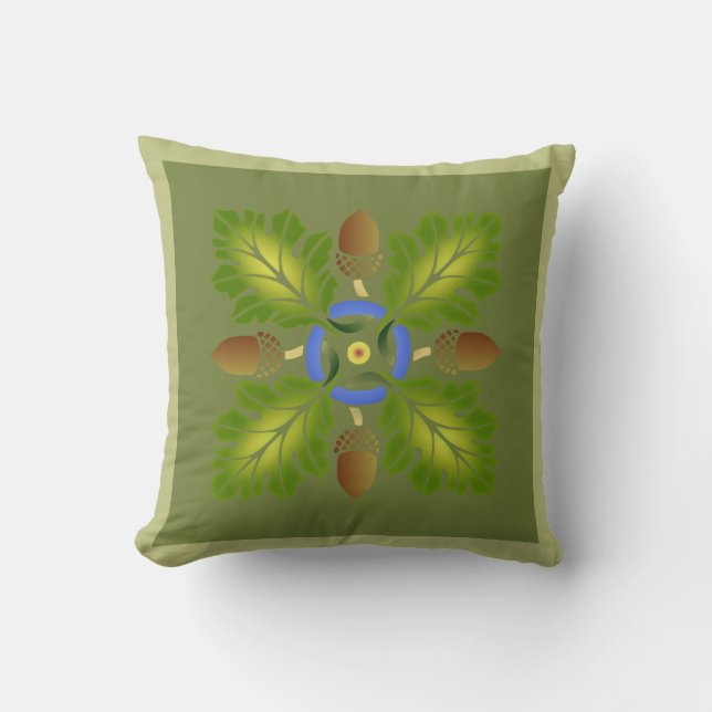 Oak Leaf Stencil Pillow (Front)
