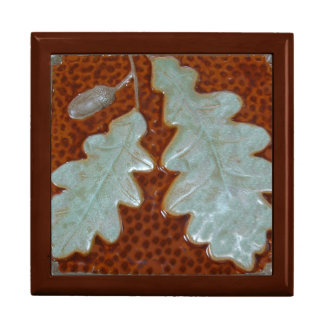 Oak Leaf Tile Wooden Jewelry Keepsake Box