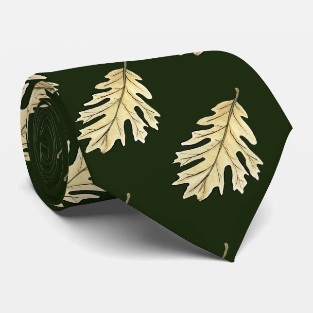 Oak Leaf Watercolor Neck Tie (Rolled)