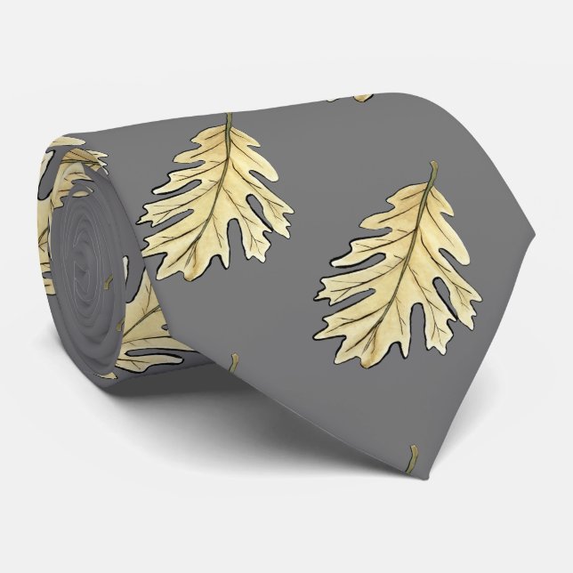 Oak Leaf Watercolor Neck Tie (Rolled)