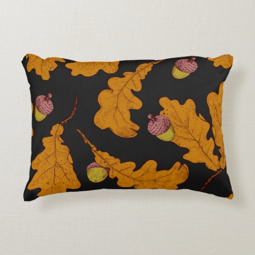 Oak leaves acorns autumn pattern accent pillow