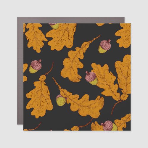 Oak leaves acorns autumn pattern car magnet