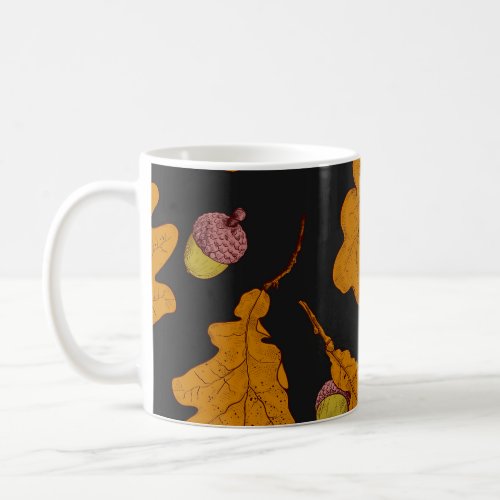 Oak leaves acorns autumn pattern coffee mug