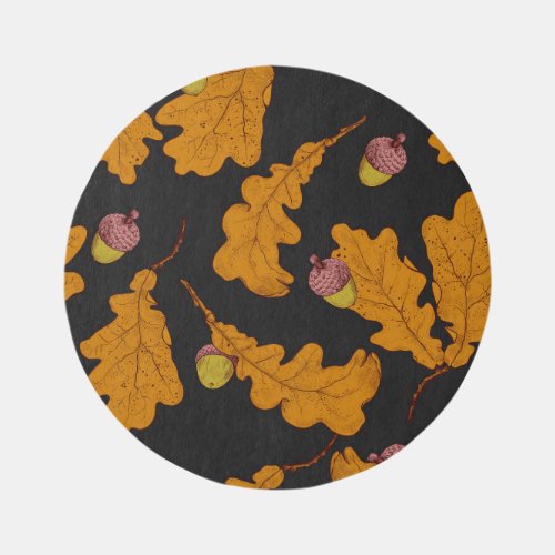 Oak leaves acorns autumn pattern rug