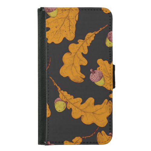 Oak leaves acorns autumn pattern samsung galaxy s5 wallet case