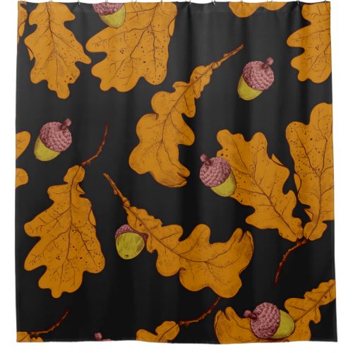 Oak leaves acorns autumn pattern shower curtain