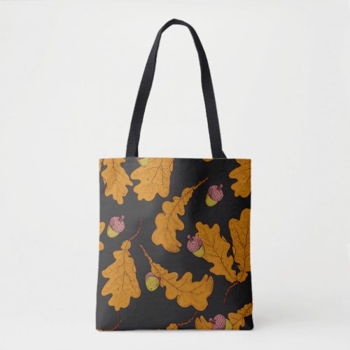 Oak leaves acorns autumn pattern tote bag