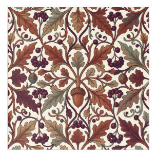 Oak Leaves Acorns Berries William Morris Style Acrylic Print