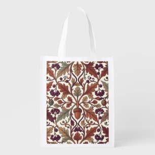 Oak Leaves Acorns Berries William Morris Style Grocery Bag