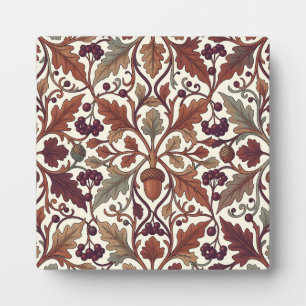 Oak Leaves Acorns Berries William Morris Style Plaque