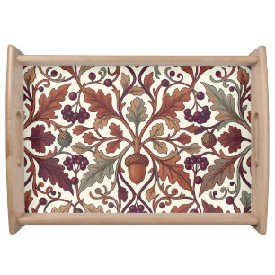 Oak Leaves Acorns Berries William Morris Style Serving Tray
