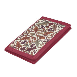 Oak Leaves Acorns Berries William Morris Style Tri-fold Wallet