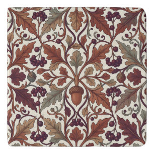 Oak Leaves Acorns Berries William Morris Style Trivet