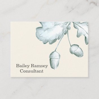 Oak Leaves Acorns Botanical Pencil Drawing Business Card by CountryGarden at Zazzle