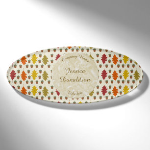 Oak leaves and Acorns Fall Autumn Patterned Name Tag