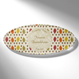 Oak leaves and Acorns Fall Autumn Patterned Name Tag