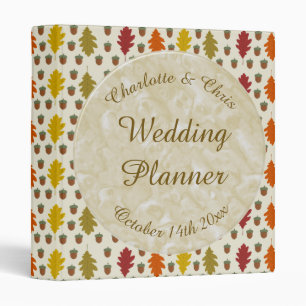 Oak leaves and Acorns Fall Autumn Wedding Custom 3 Ring Binder