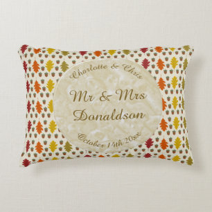 Oak leaves and Acorns Fall Autumn Wedding Custom Accent Pillow