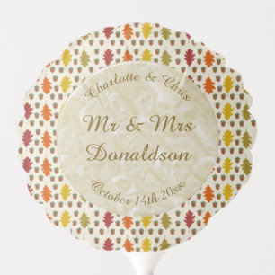 Oak leaves and Acorns Fall Autumn Wedding Custom Balloon