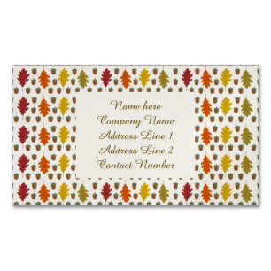Oak leaves and Acorns Fall Autumn Wedding Custom Business Card Magnet