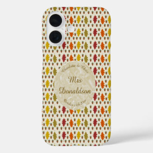 Oak leaves and Acorns Fall Autumn Wedding Custom iPhone 16 Case