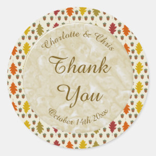Oak leaves and Acorns Fall Autumn Wedding Custom Classic Round Sticker