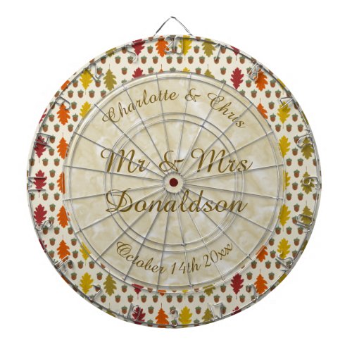 Oak leaves and Acorns Fall Autumn Wedding Custom Dart Board