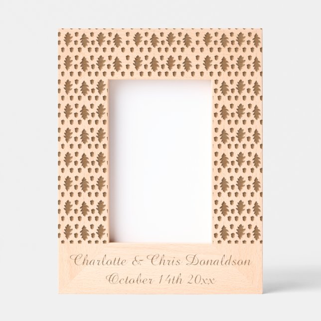 Oak leaves and Acorns Fall Autumn Wedding Custom Engraved Frames (Front)