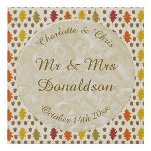 Oak leaves and Acorns Fall Autumn Wedding Custom Faux Canvas Print