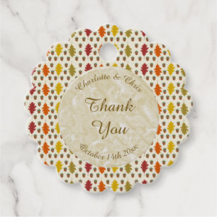 Oak leaves and Acorns Fall Autumn Wedding Custom Favor Tags