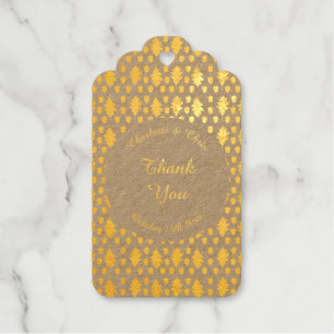 Oak leaves and Acorns Fall Autumn Wedding Custom Foil Gift Tags
