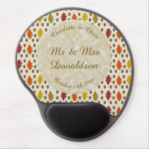 Oak leaves and Acorns Fall Autumn Wedding Custom Gel Mouse Pad