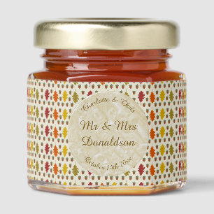 Oak leaves and Acorns Fall Autumn Wedding Custom Honey Jar Favors