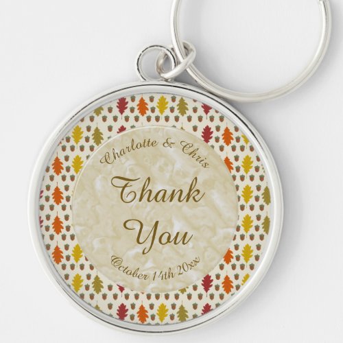 Oak leaves and Acorns Fall Autumn Wedding Custom Keychain