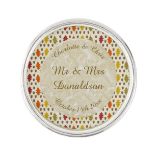 Oak leaves and Acorns Fall Autumn Wedding Custom Lapel Pin